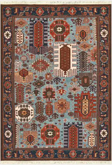Ковёр Сумах 5337 — голубой и красный, сюжетный рисунок