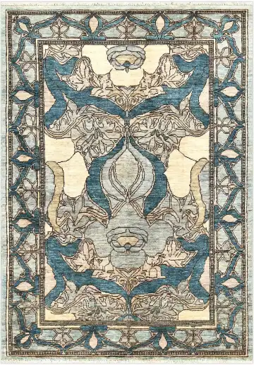 Ковёр Morris 5339 — синий и кремовый, растительный рисунок