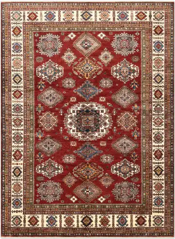 Ковёр Казах 5346 — красный и кремовый, с медальоном