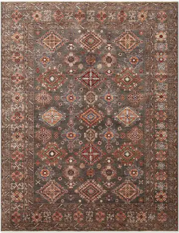 Ковёр Казах 5363 — серый и коричневый, с медальоном