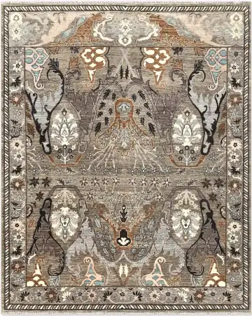 Ковёр Bidjar 5385 — серый и кремовый, сюжетный рисунок