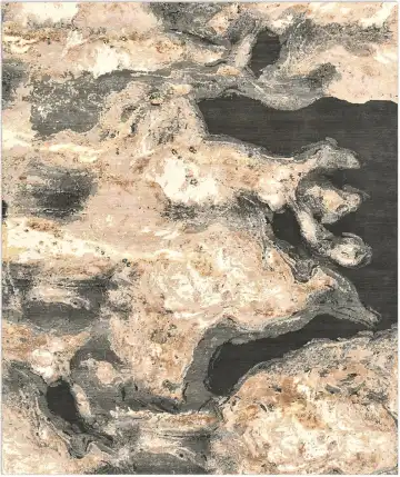 Индийский ковёр 5389 — кремовый и чёрный, абстрактный рисунок
