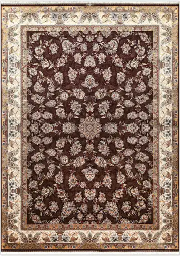 Ковёр Tehran 5421 — коричневый и кремовый, растительный рисунок