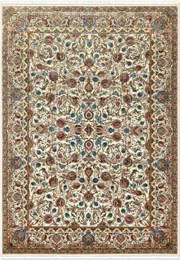 Ковёр Tehran 5422 — кремовый и коричневый, растительный рисунок