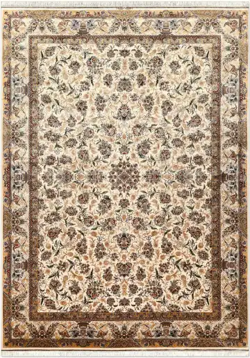 Ковёр Tehran 5423 — кремовый и коричневый, растительный рисунок