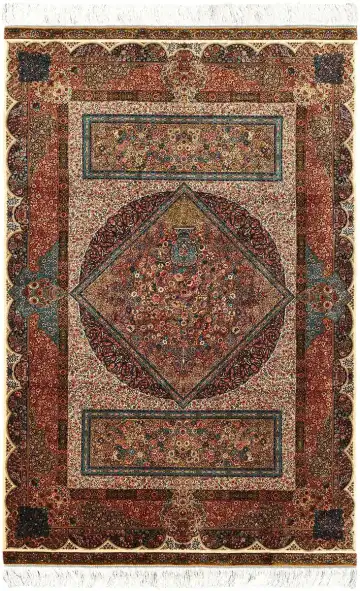 Ковёр Tehran 5432 — кремовый и коричневый, с медальоном