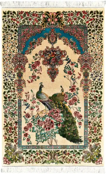Ковёр Tehran 5435 — кремовый и зелёный, сюжетный рисунок