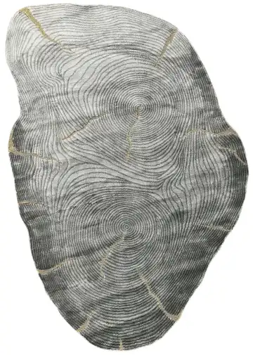 Ковёр Stump 5487 — серый и золотистый, абстрактный рисунок