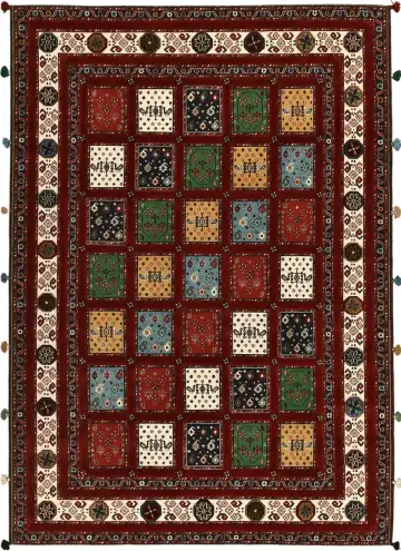 Ковёр Sirjan 5488 — бордовый и кремовый, пэчворк