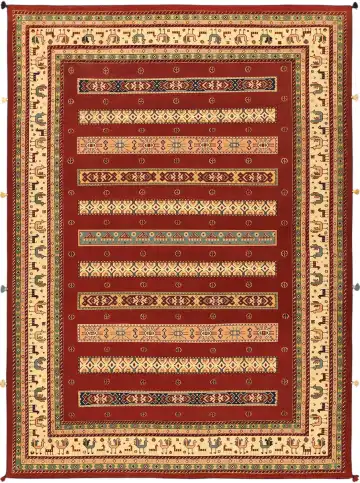 Индийский ковёр 5511 — красный и кремовый, в полоску