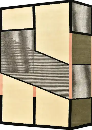Ковёр Vista 5532 — кремовый и зелёный, абстрактный рисунок