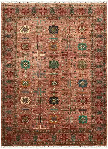 Ковёр Saltani 5641 — красный и зелёный, восточный орнамент