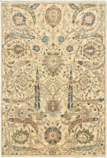 Ковёр Safavid 5642 — кремовый и синий, растительный рисунок