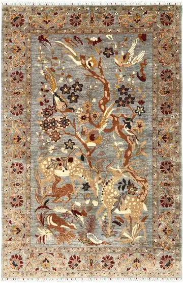 Ковёр Saltani 5647 — голубой и оранжевый, сюжетный рисунок