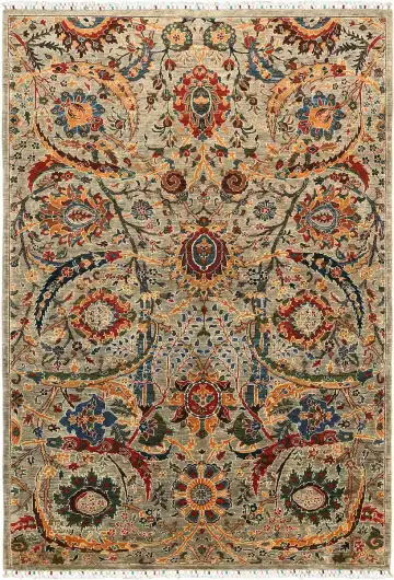 Ковёр Safavid 5654 — бежевый и красный, растительный рисунок