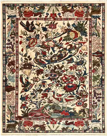 Ковёр Saltani 5679 — кремовый и красный, сюжетный рисунок