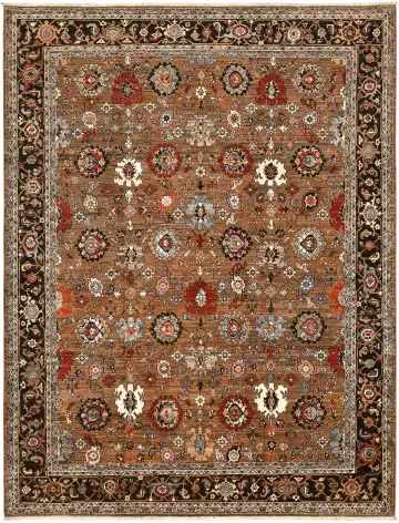 Ковёр Saltani 5689 — коричневый и синий, с медальоном