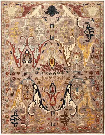 Ковёр Bidjar 5696 — кремовый и красный, сюжетный рисунок
