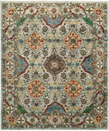 Ковёр Saltani 5706 — серый и оранжевый, с медальоном