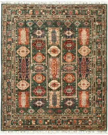 Ковёр Казах 5709 — красный и синий, с медальоном