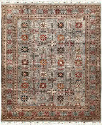 Ковёр Saltani 5712 — серый и красный, геометрический рисунок