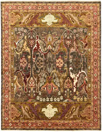 Ковёр Bidjar 5717 — коричневый и золотистый, сюжетный рисунок