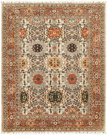 Ковёр Saltani 5721 — кремовый и красный, с медальоном