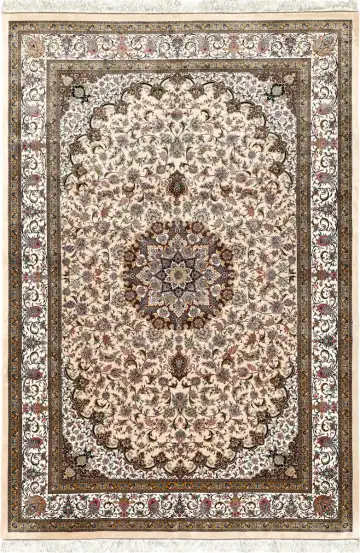 Ковёр Persia 5738 — белый и коричневый, с медальоном
