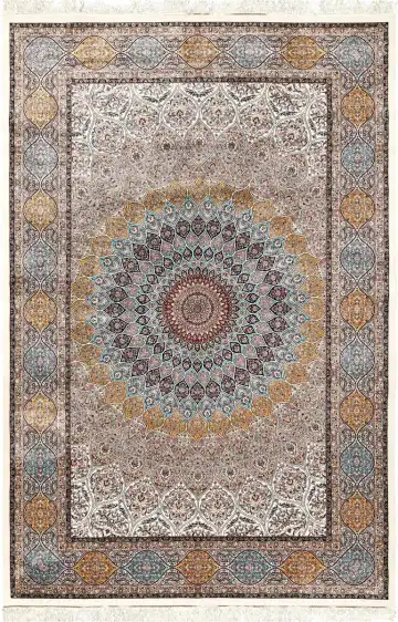 Ковёр Persia 5741 — голубой и белый, с медальоном