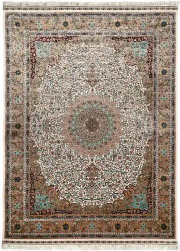 Ковёр Persia 5747 — белый и голубой, с медальоном