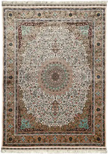 Ковёр Persia 5749 — белый и голубой, с медальоном