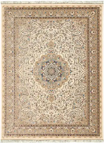 Ковёр Persia 5781 — белый и коричневый, с медальоном
