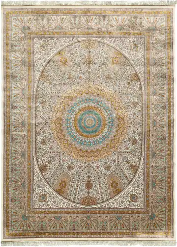 Ковёр Persia 5786 — бежевый и коричневый, с медальоном