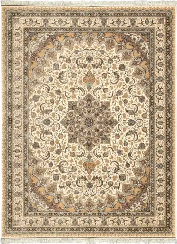 Ковёр Persia 5790 — белый и коричневый, с медальоном