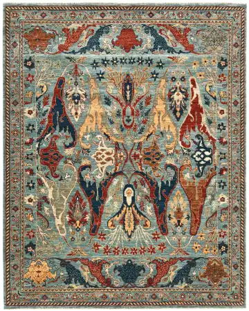 Ковёр Bidjar 5895 — коричневый и синий, с медальоном