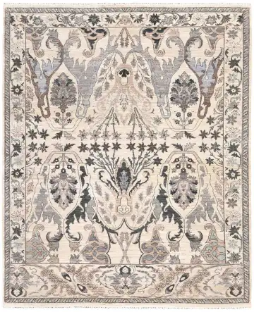 Ковёр Bidjar 6072 — кремовый и чёрный, с медальоном