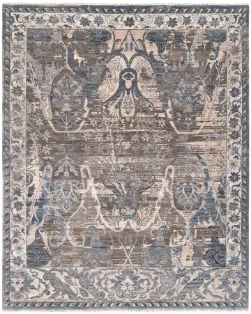 Ковёр Bidjar 6077 — коричневый и кремовый, сюжетный рисунок