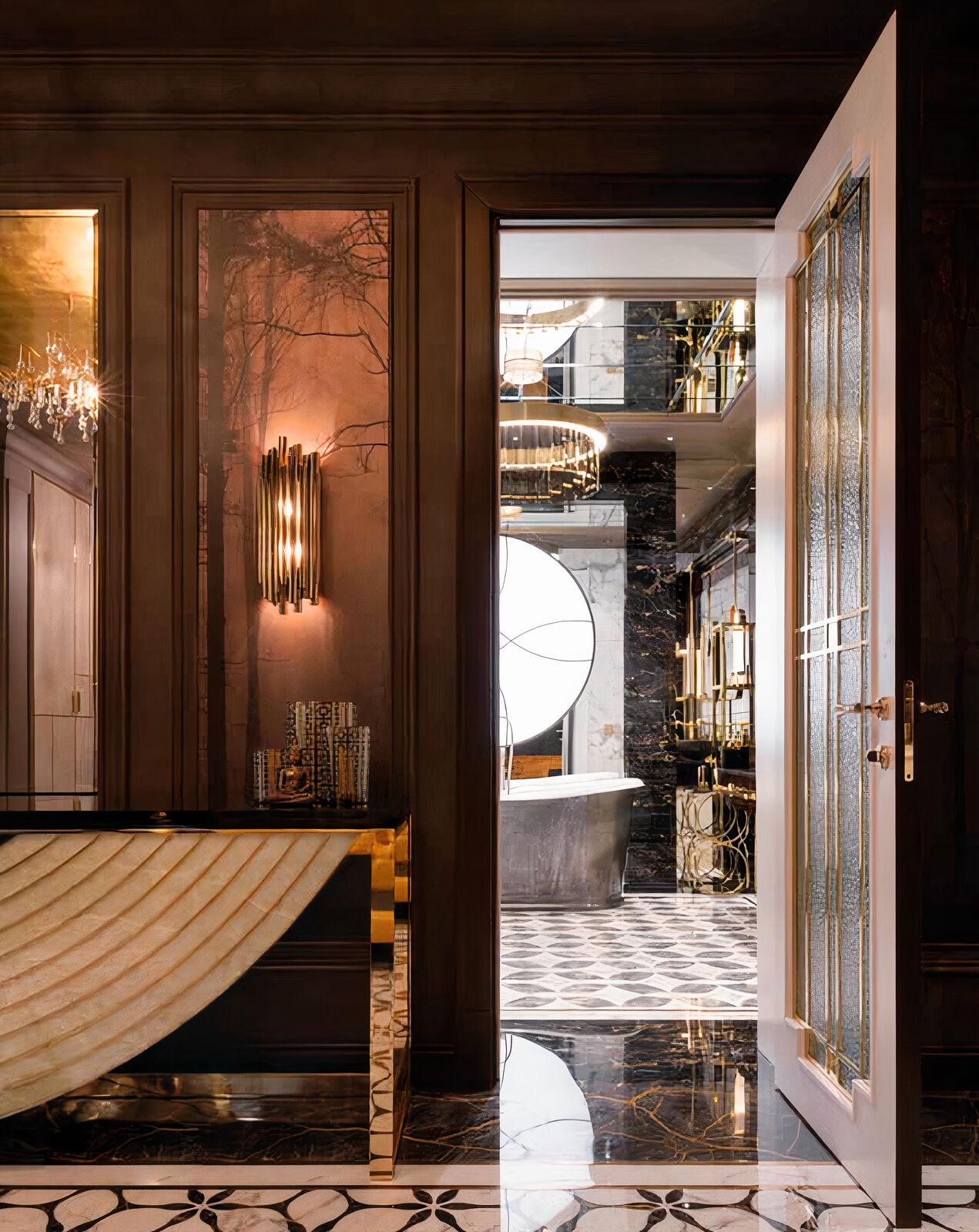 Room sets Bathroom In Ebony, Gleaming Metal, And Shiny Marble — FMF, collection Ванные