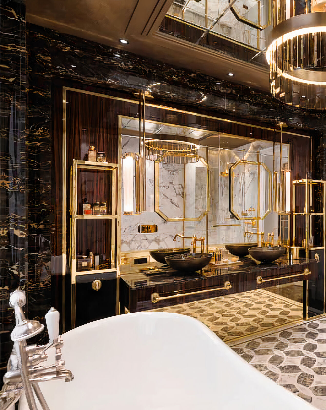Гарнитур Bathroom In Ebony, Gleaming Metal, And Shiny Marble — FMF, кадр 2