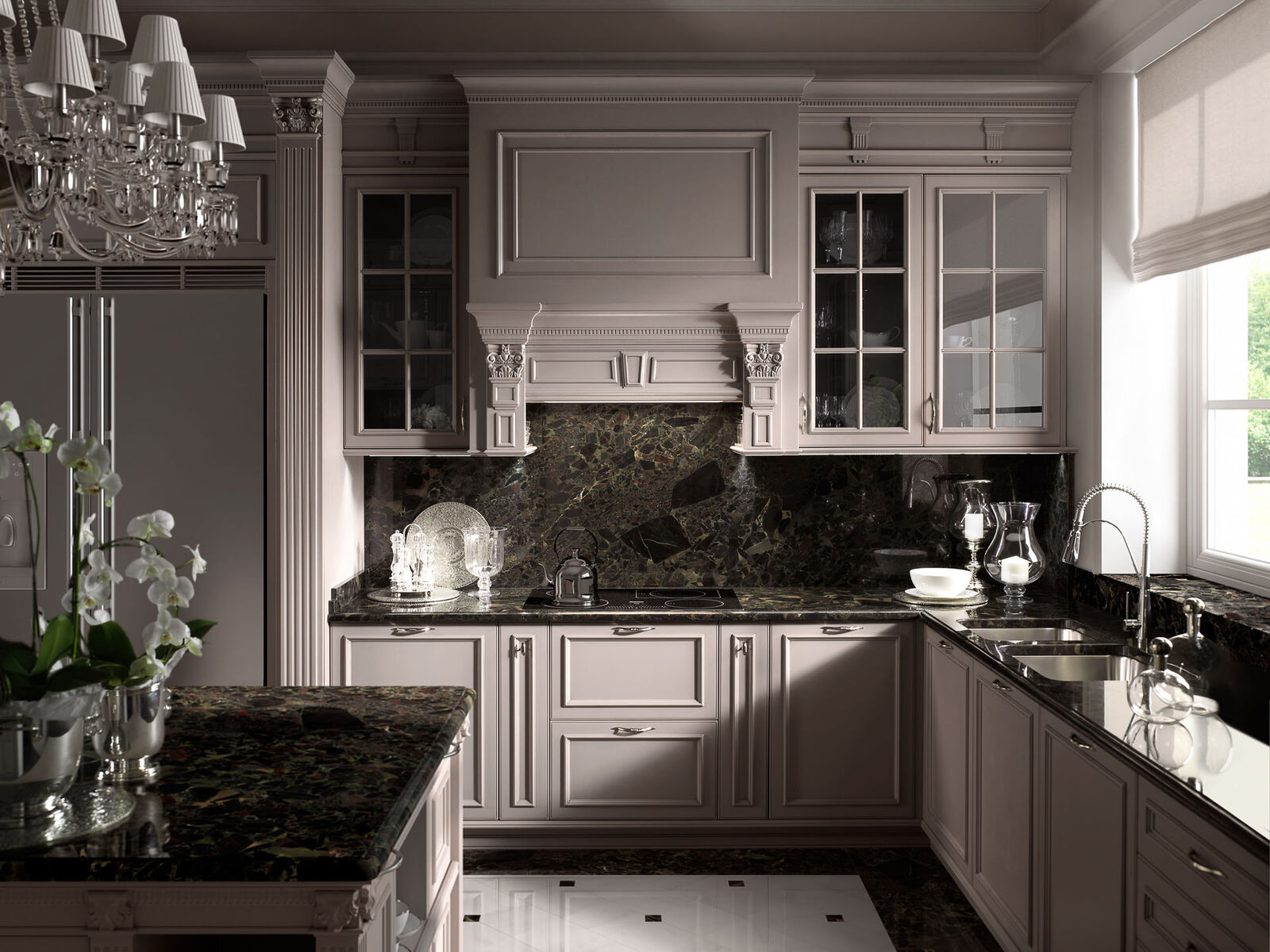 Kitchens Classic White Kitchen With Marble Surface — FMF, collection Кухни