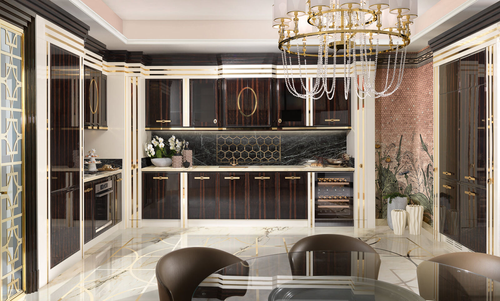 Kitchens Dark Modern Kitchen With Marble Surface — FMF, collection Кухни