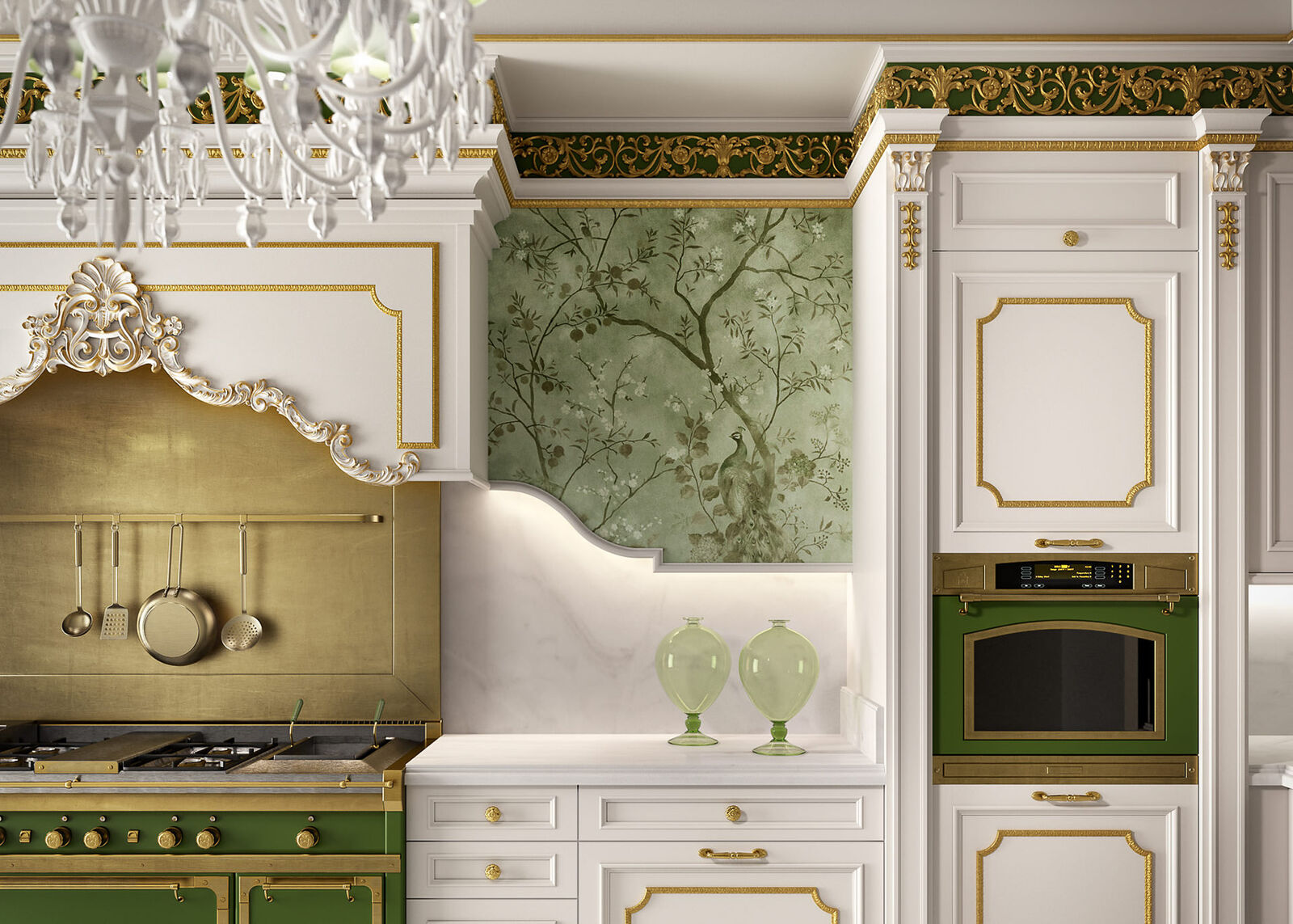 Kitchens White Classic Kitchen With Gold Details — FMF, collection Кухни