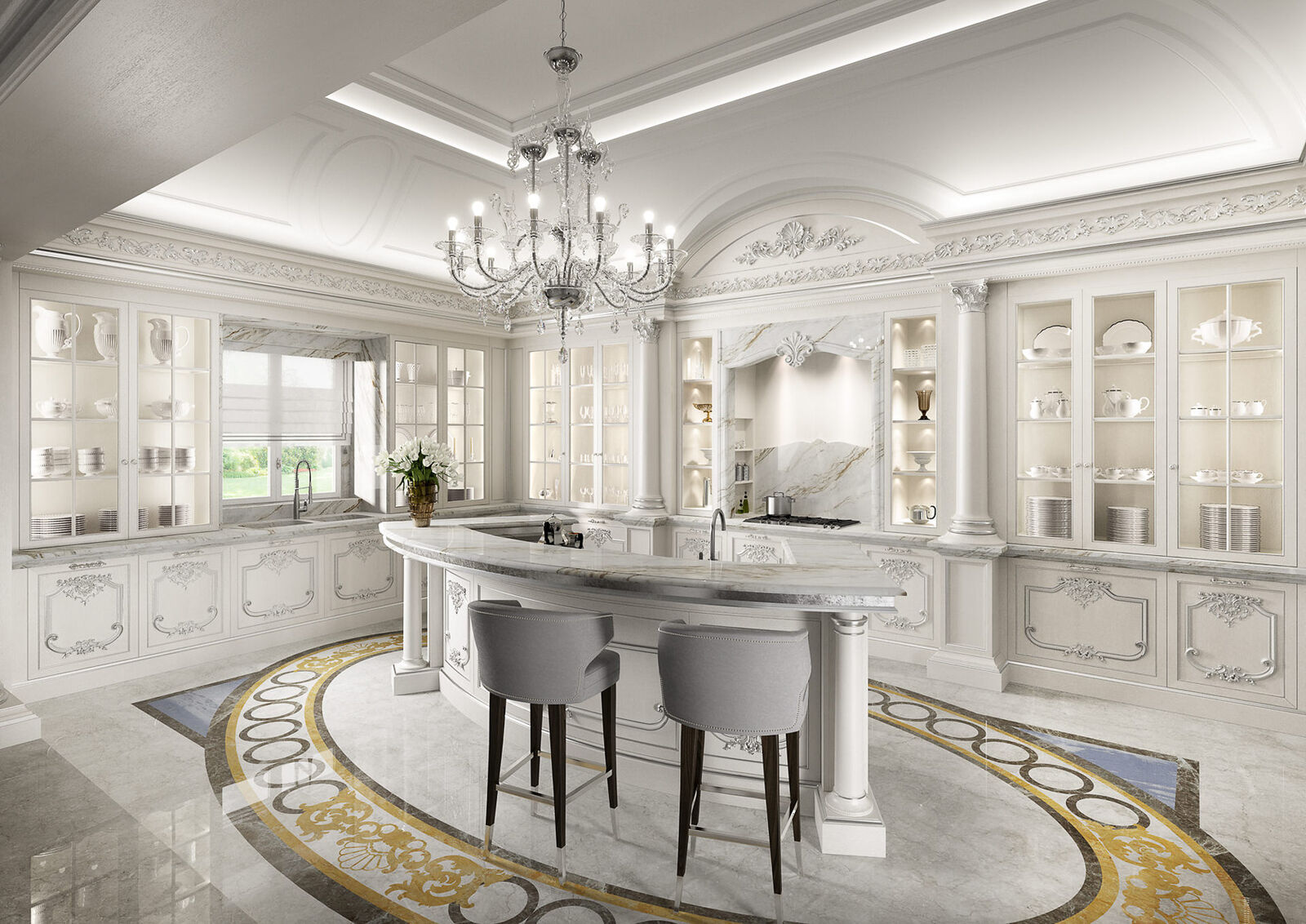 Кухня White Classic Kitchen With Marble Surface — FMF, кадр 3