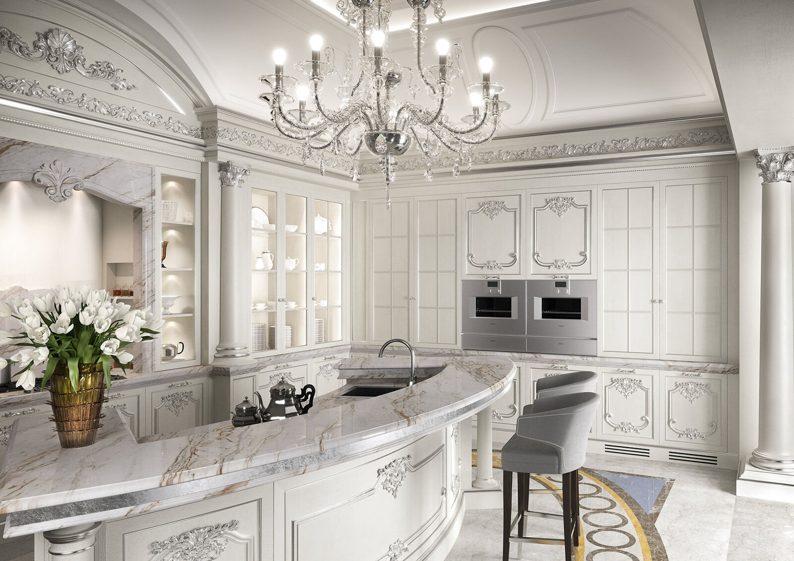 Кухня White Classic Kitchen With Marble Surface — FMF, кадр 8