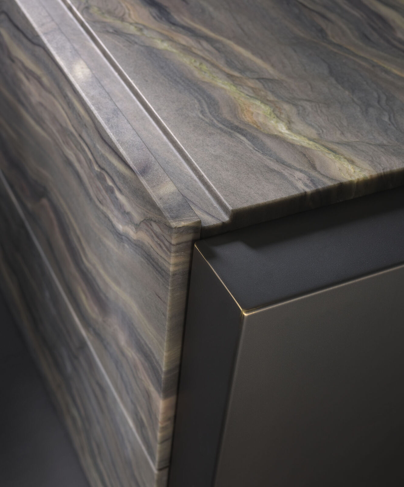 Тумба Oak Bedside Tables With “Explosion Blu” Marble And Galvanised Metal — FMF, кадр 2