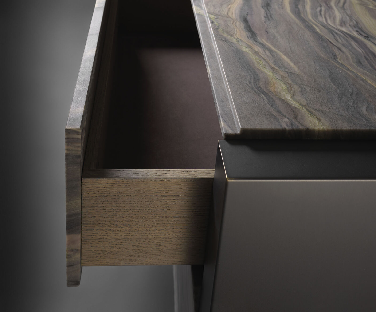 Тумба Oak Bedside Tables With “Explosion Blu” Marble And Galvanised Metal — FMF, кадр 4