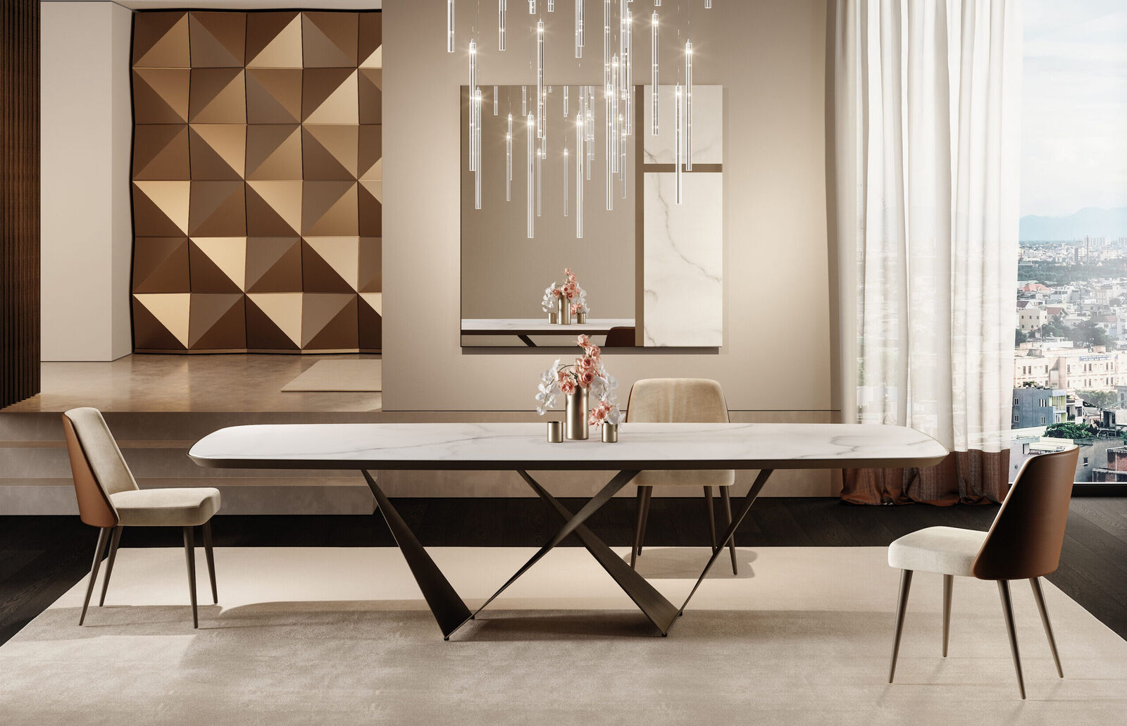 Dining tables Prisma 72 Steel — Reflex, collection Disegno