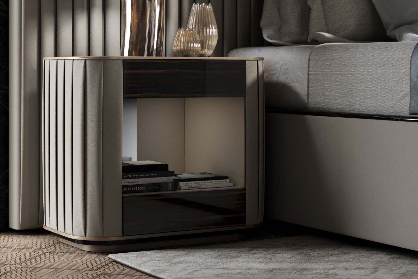 Bedside tables Plissé — Reflex, collection Glamour