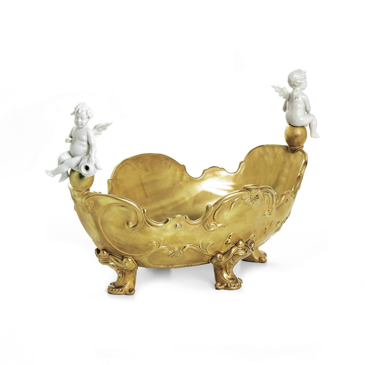 Decor objects Baroque Oval Centrepiece With 2 Cherubs - Gold — Villari, collection Декор