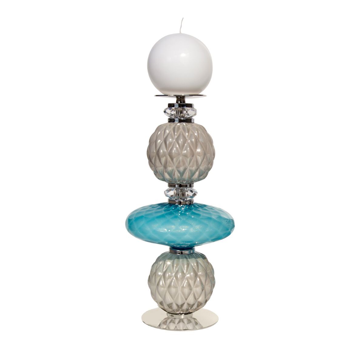 Decor objects Diva Audrey Large Candle Holder - Pearl Grey & Turquoise — Villari, collection Декор